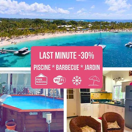 Le Sable Bleu - Evasion Tropicale A Sainte-Anne - Plage 5Min - Piscine - Parking - Logement Climatise - Vue Sur Les Palmiers - Parfait Pour Sejours En Famille Ou Entre Amis Exterior foto